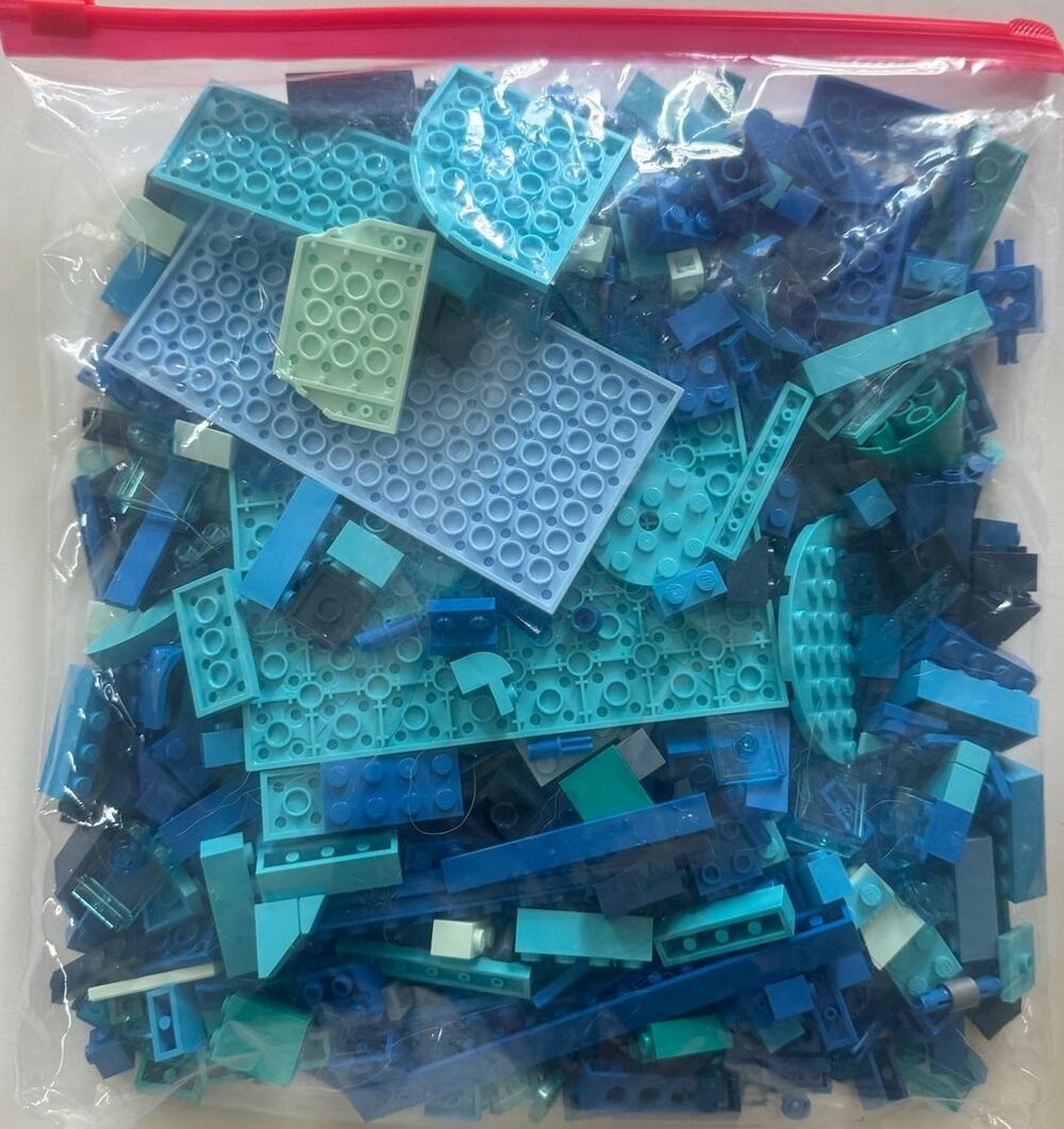 Lot of ~1lb Blue Lego Bricks Various Sizes/Shapes/Parts AS IS